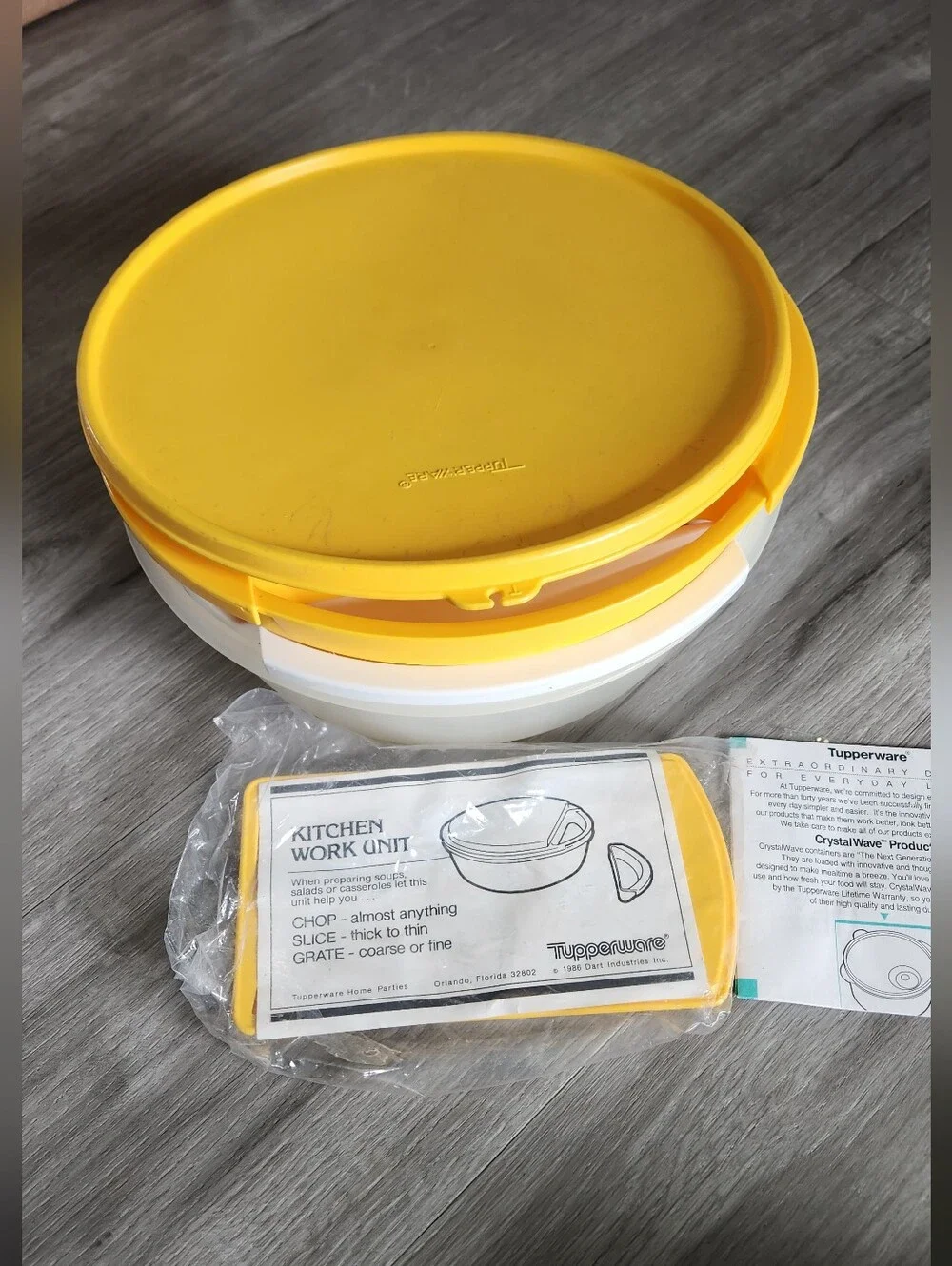 Tupperware Vintage Kitchen Work Unit, Harvest Yellow (8 Pieces) Chop Slice Grate